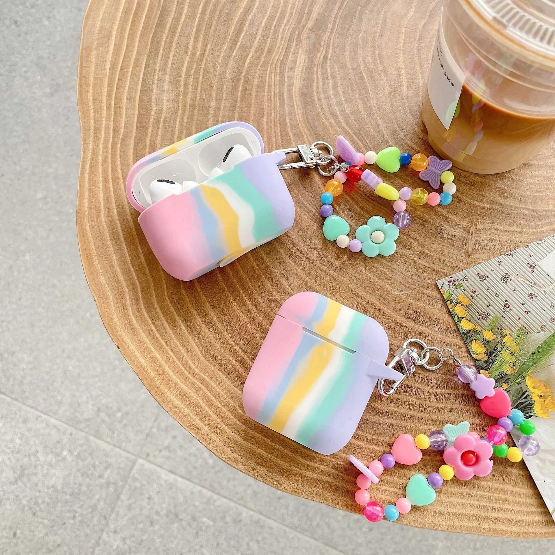 

for airpods 2 rainbow silicone protective cover for airpods pro case with lanyard