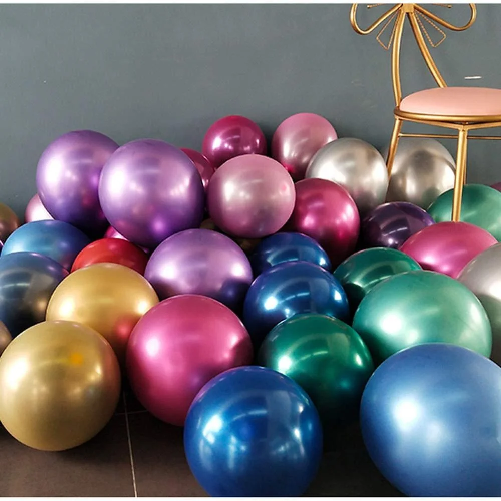 
Wholesale 12 Inch Birthday Wedding Metalicos Metalizados Globos Decorations Shiny Chrome Metallic Latex Party Balloons 