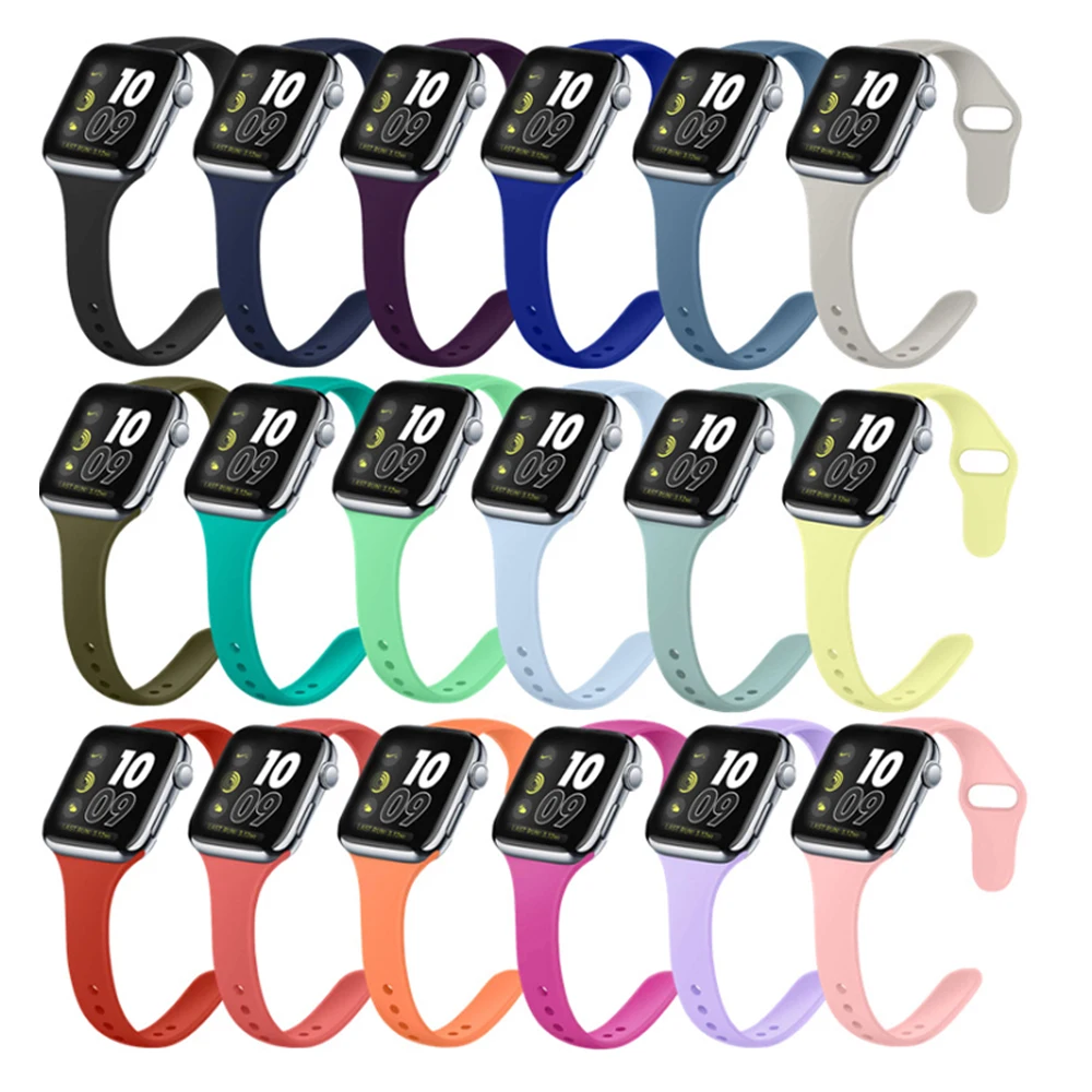 

BOORUI colorful sport silicone watch bands for apple watch band soft watches strap 38/40mm 42/44mm for iwatch band 5 4 3 2 1, 18 colors option