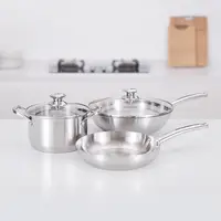 

304 Stainless Steel Cooking Set Kitchen Set ( Fry pan, Soup pot, Stir Wok ) Nonstick Cookware