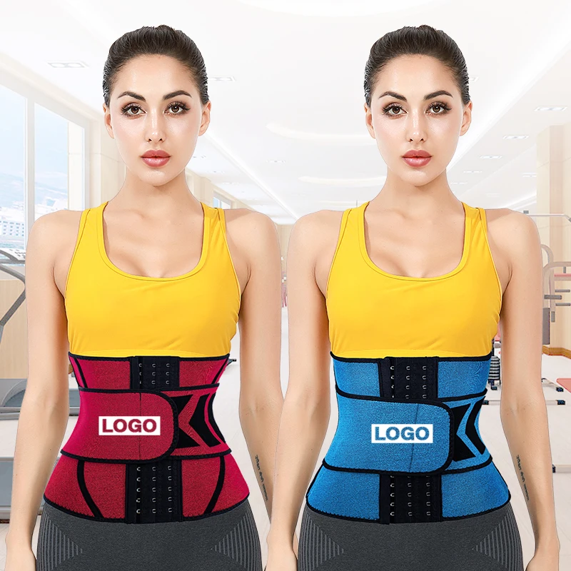 

Custom Private Label Logo New Plus Size Quality African Print Invisible Waist Trainer Trimmer Belt With Adjustable Hooks, Red blue custom color