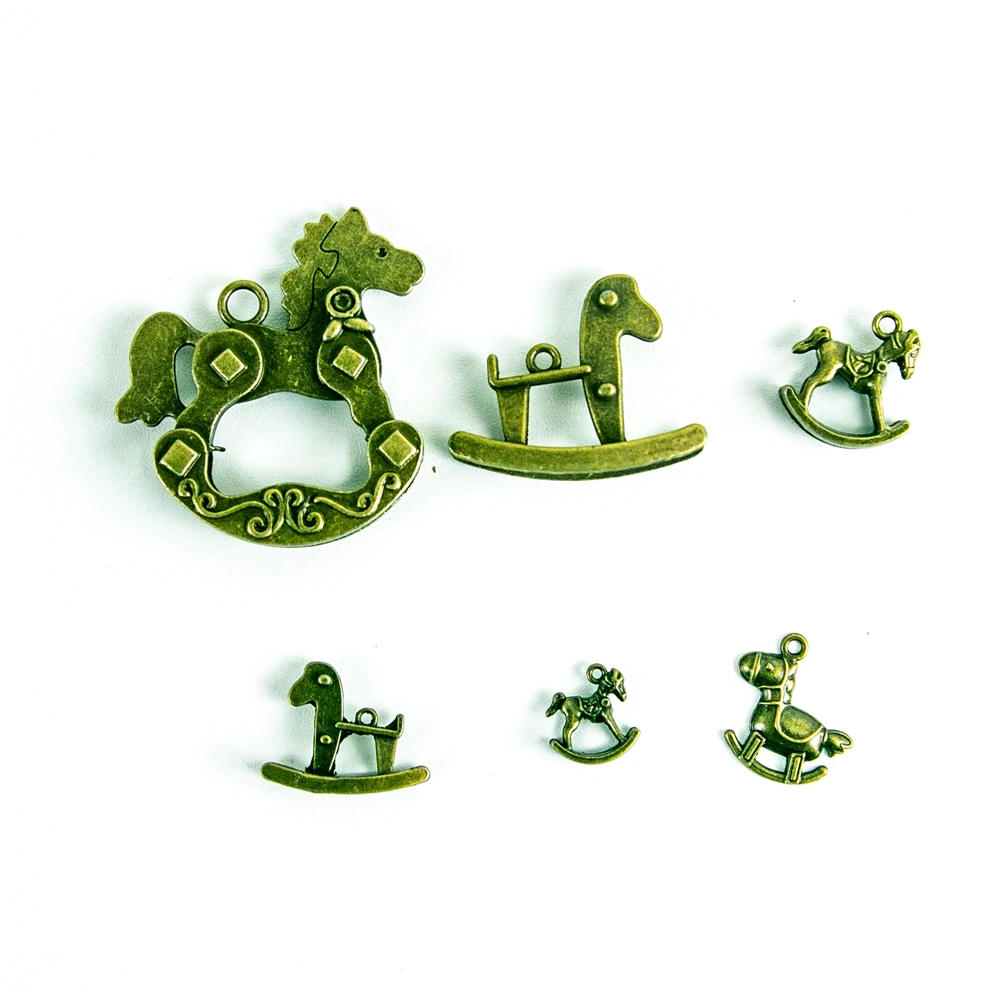 

Mix Horse Charms Pendants Vintage Metal Alloy Mixed 6 Pattern per Lot(M016) New Arrival, Bronze