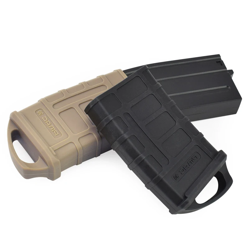 

Tactical Quick Release Rubber Magazine Sleeve Mag Holster Slip Cover for Hunting Airsoft M4 M16, Black tan