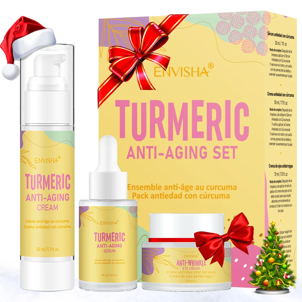 

RTS Tumeric Cream Organic Repair Dark Spot Remover Anti Aging Anti Acne Private Label Whitening Turmeric Skin Care Gifts Set