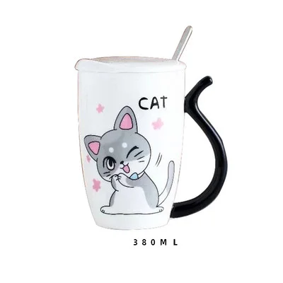 

380ml Coffee Cup Ceramic Mug Cute Cat Ceramic Mug With Handle, As the picture show