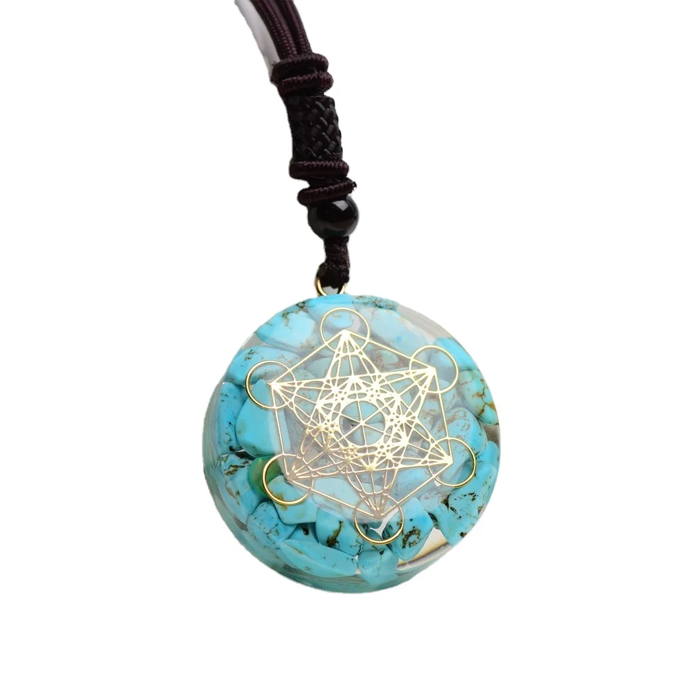 

Orgonite cross border new organelle pendant seven chakra energy yoga meditation Turquoise Drop Drop Necklace 001