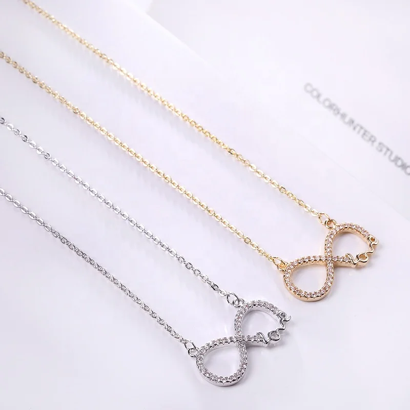 

Fashion 18K gold plated infinity necklace women personality cubic zirconia love pendant necklace party wedding jewelry gift