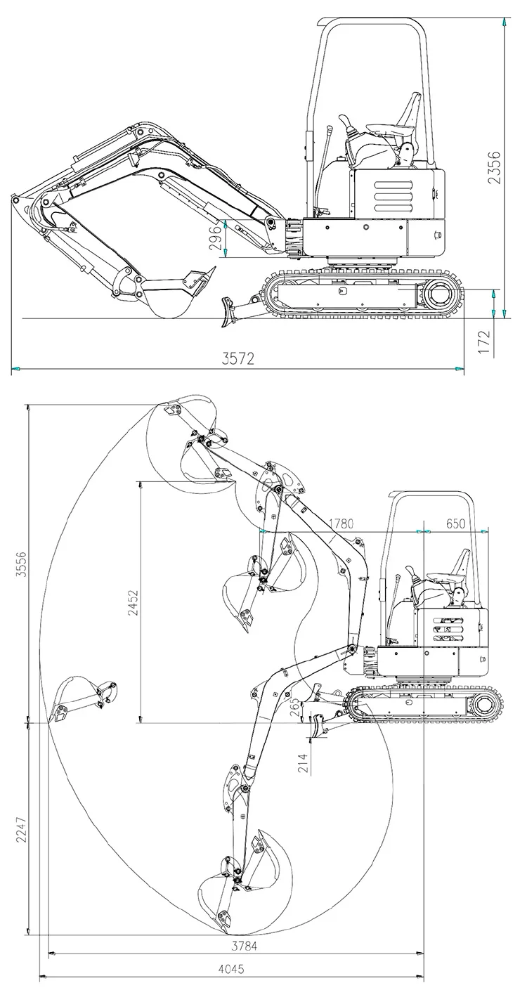 Chinese Cheap price yuchai Digger 2Ton Mini Excavator