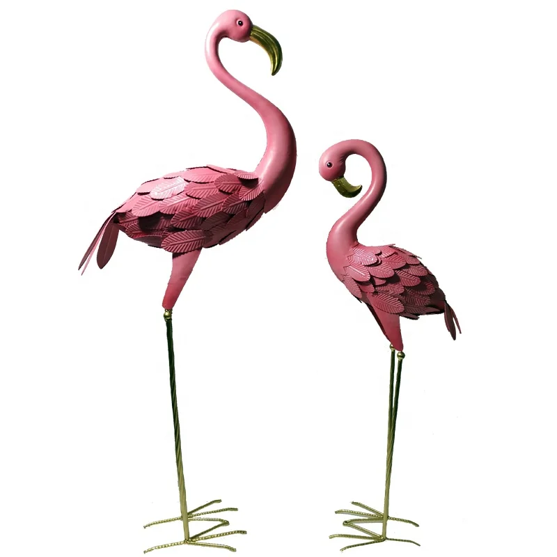 

Custom Size and Color Iron Metal Materials Flamingo Garden Decor, Red or custom color