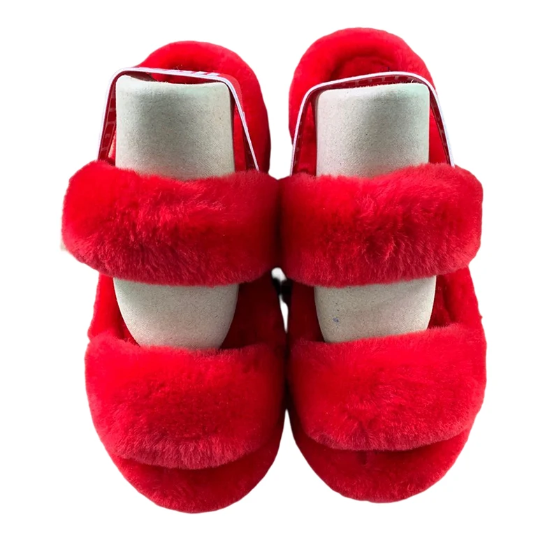 

Home Slides Real Fur Sandal House Slippers Luxury Designer Platform Sandals UG Pantoufle Flip Flops Sandale Women Furry Slipper