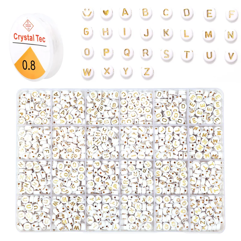 

Simple 24 Grid 1200 pcs 7mm Colorful Acrylic Letter DIY Bead Set