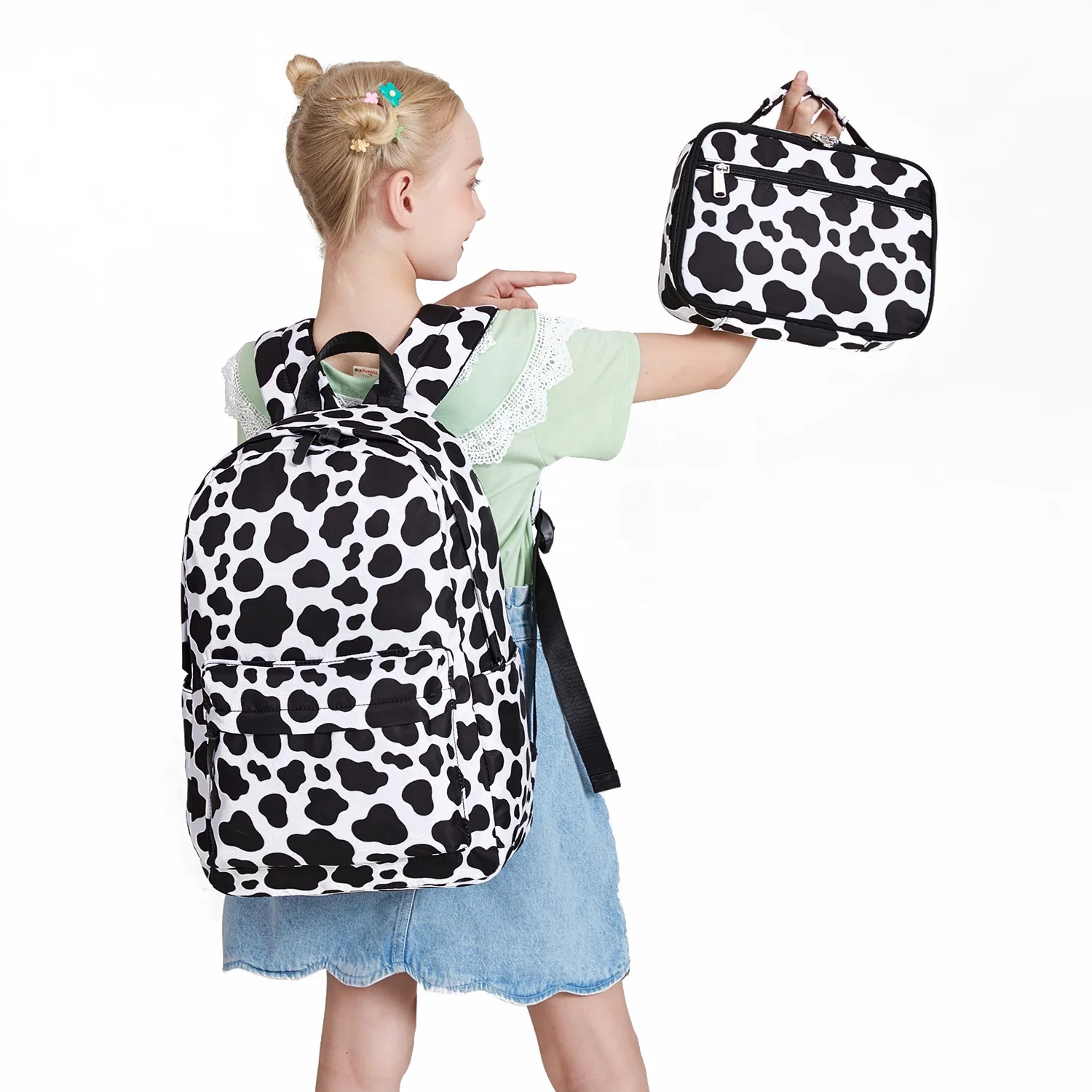 

School bags girl backpack cow print backpack for kids cool backpack tie dye bag set 2023 mochila escolar infantil school bag set