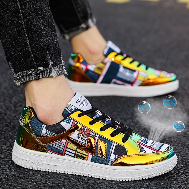 

2021 men Graffiti canvas sneakers Shoes Fashion Breathable Outdoor big46 Sports Shoes Comfortable Colorful floral cloth Sneakers