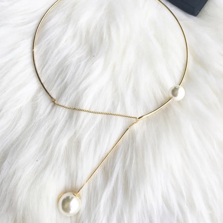 

jialin jewelry Japan South Korea gold women 2020 pearl chocker necklace
