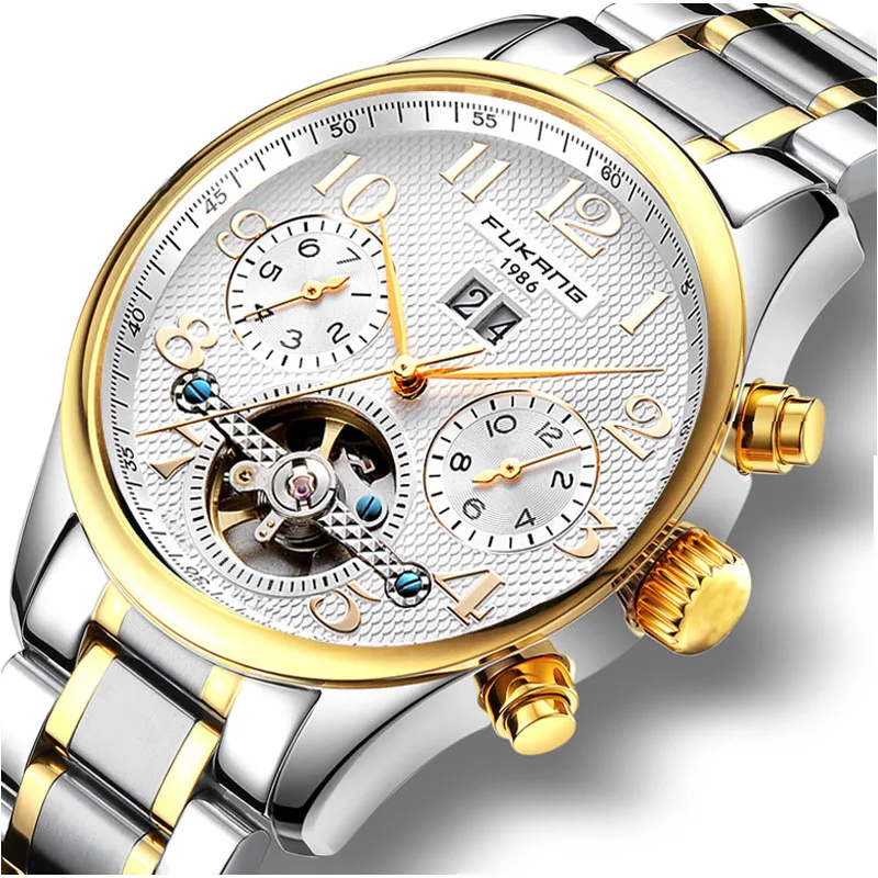 custom men brand automatic mechanical skeleton watches