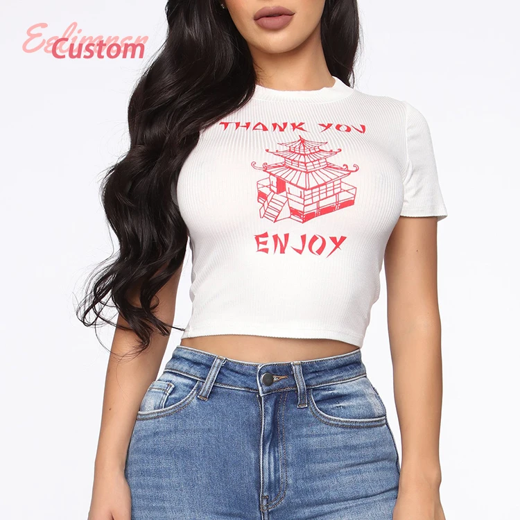 

Hot selling crop top onesie pant dress blouse custom chinese thank you enjoy shirt for women