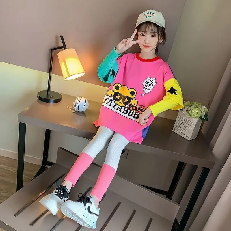 

2021 Comfortable leisure hot selling popular elastic middle children's pants wholesale children's wear and girls' clothing