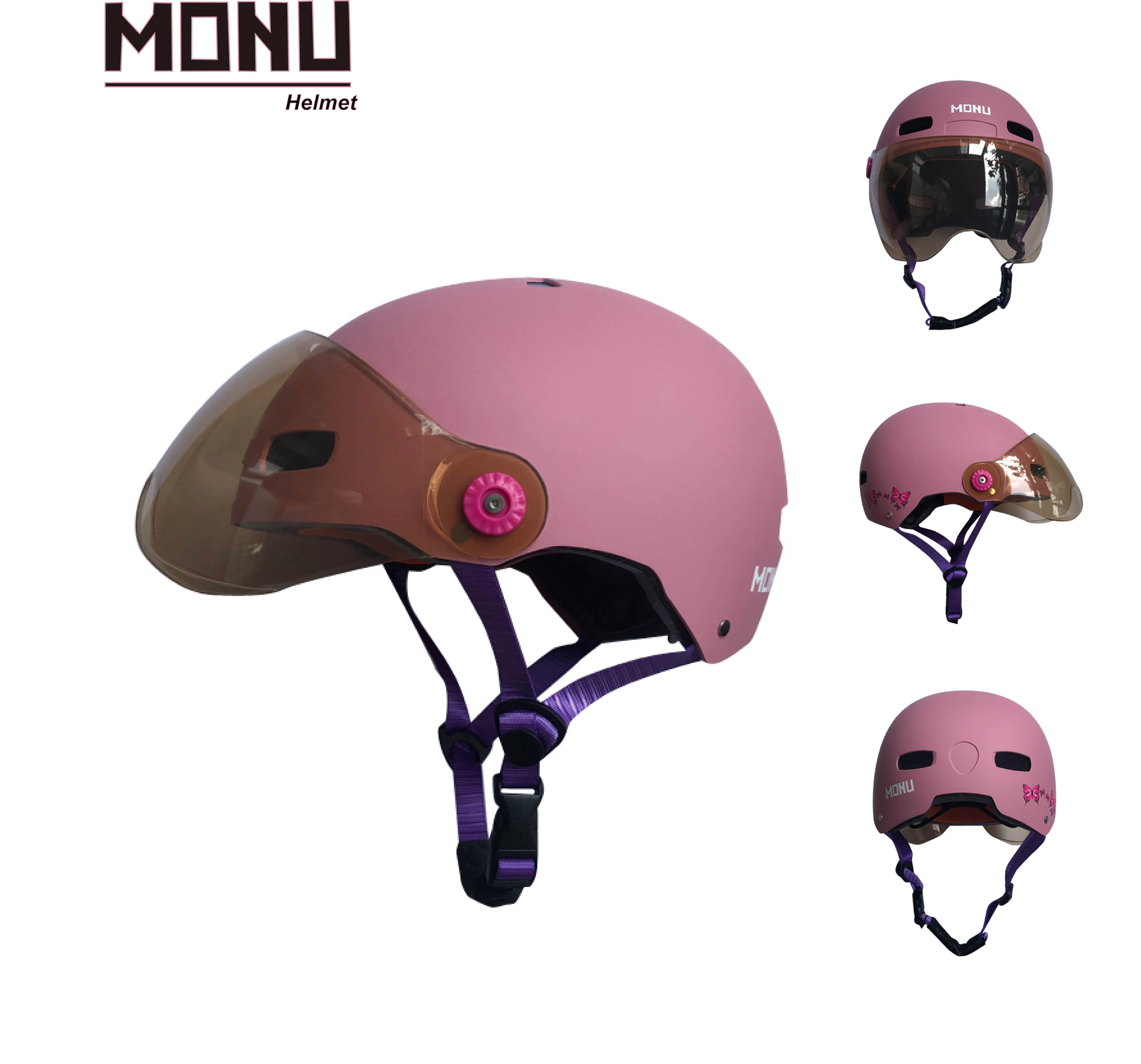 

Monu Electric Bicycle Helmet Scooter Motor Bike Open Face Half Helmet Baseball Anti-UV Safety Hard Hat Bicycle Helmet, White;bright black;white+grey
