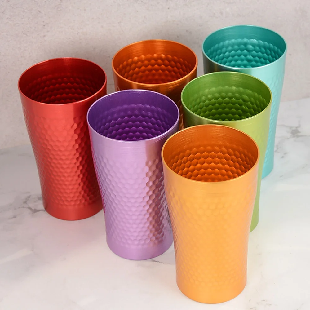 

KLP RTS Environmental protection metal cups sets 6 reusable Stackable 16oz aluminum cups, Customized color