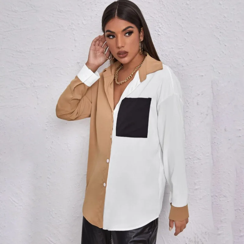 

Streetwear Fall 2021 Elegant Satin Button Up Shirts Coat Plus Size Ladies White Silk Fashion Long Sleeve Blouses Women Shirt, Khaki,red,grey