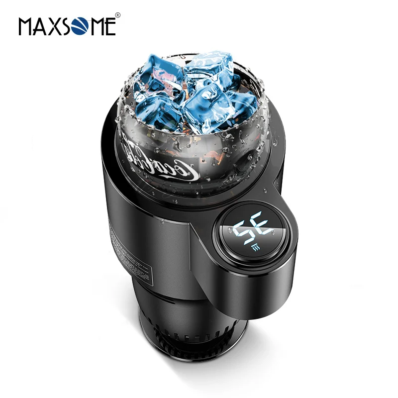 

Intelligent hot and cold cup portable car heating water cup holder small refrigerator car refrigeration cup, Black