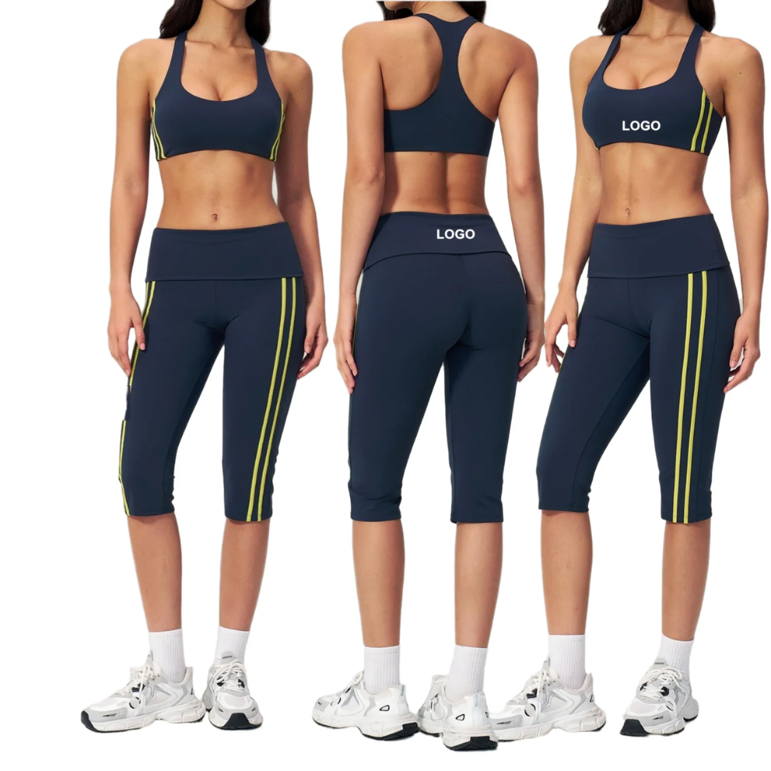 2-Piece Set Spandex Nylon Blend Wrinkle-Resistant Yoga Set
