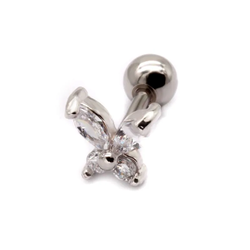 

new butterfly design 4 tiny zircons surgical steel tragus piercings cartilage earrings piercing jewelry