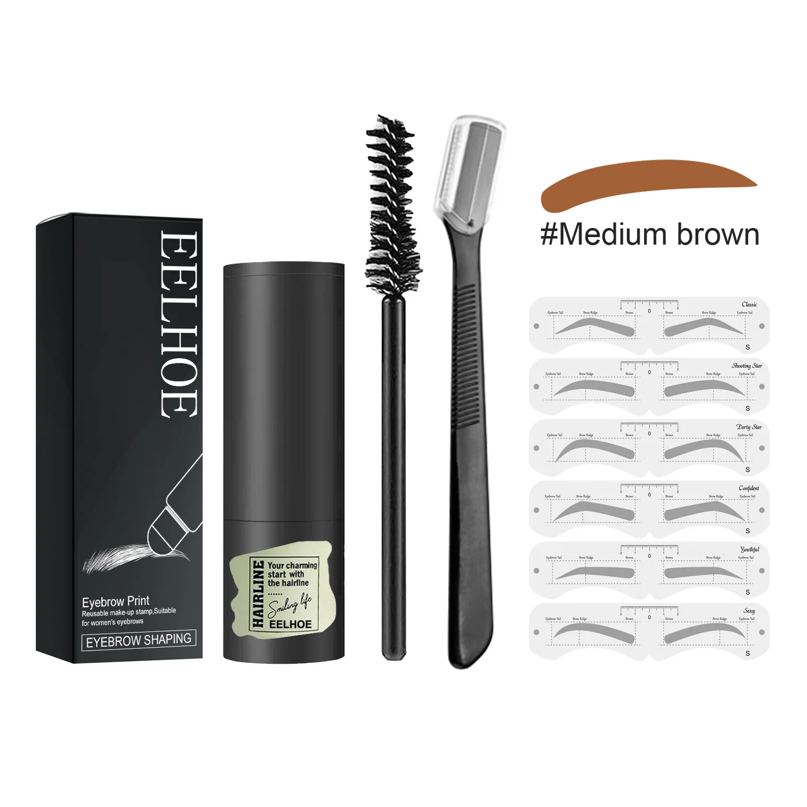 

Eyebrow Stencil Shaping Makeup Kit Eye Brow Gel Stamp Perfect Eyebrow in Seconds One Step Eyebrow Stamp Shaping Kit