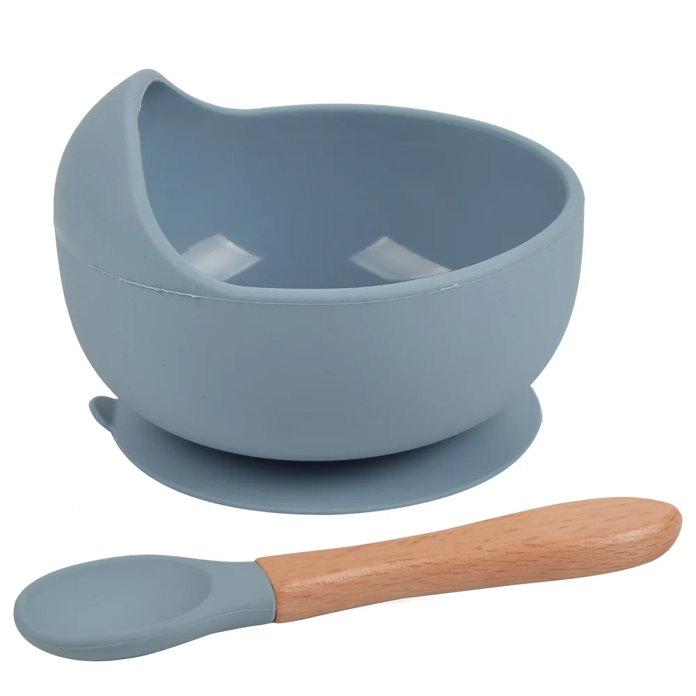 

Amazon Hot Sale Eco Friendly Kids Bowl Set Baby Silicone Bowl with Spoon