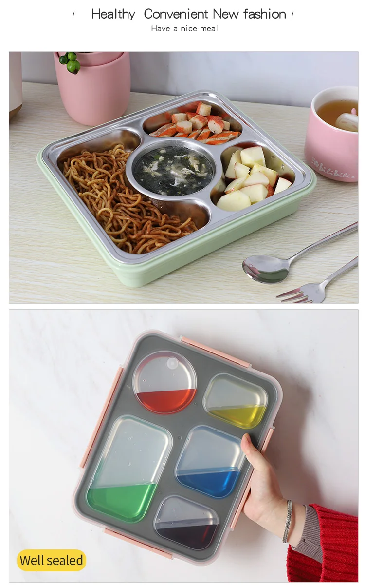 Meal Prep Containers 4 Compartment Food Box Plastic Insulated Food Warm Container Lunch Box Keep