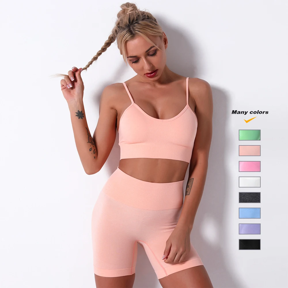 

Ropa Deportiva Mujer Womens Fitness Apparel Fitness Training Suit Gym Active Wear Tik Tok Scrunch Butt Ribbed Yoga Shorts Set