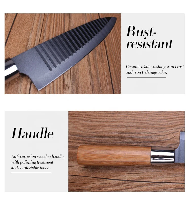 
Factory 8 pieces zirconia bamboo handle black blade ceramic kitchen knife set 