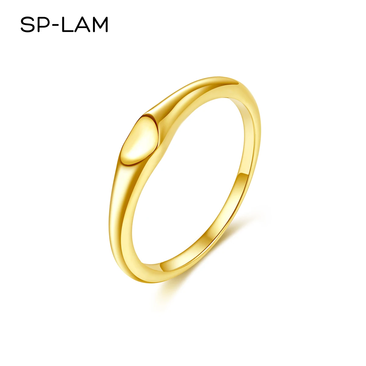 

SP-LAM Custom Trendy Gold Stylish Wholesale Jewelry Simple Woman Signet Stainless Steel Heart Ring
