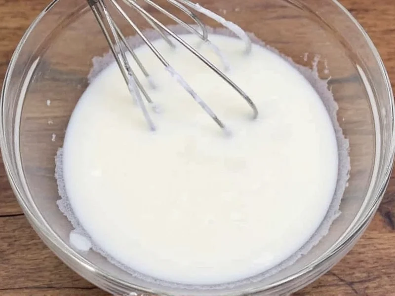 Whisking yogurt and milk for homemade buttermilk substitute