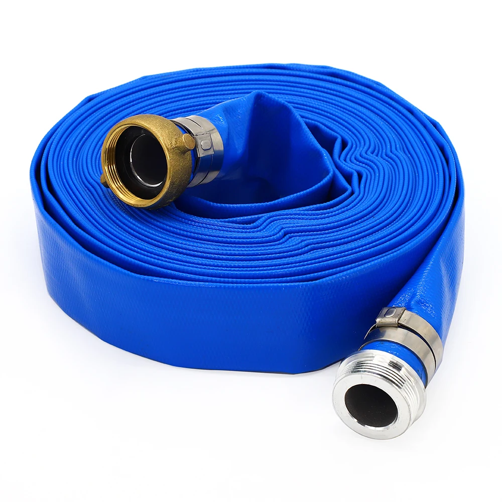 

2" x 100ft Blue PVC Backwash Hose for Swimming Pools Heavy Duty Discharge Hose Reinforced Pool Drain Hose with Aluminum Pin Lug