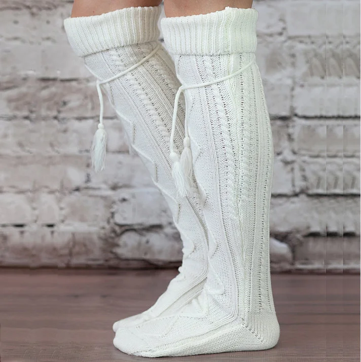 

Hot Sale Winter Warm Women Wool Socks Knitted Over Knee High Socks
