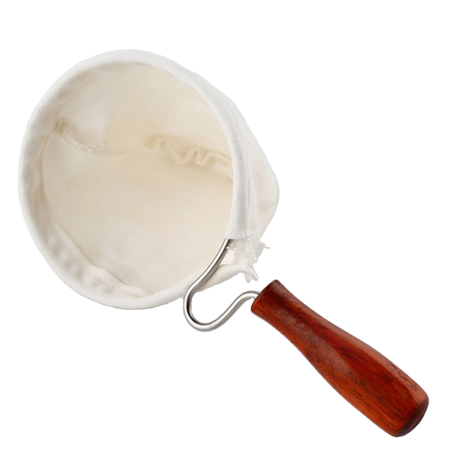 

Coffee Filter Bag Handheld Reusable Coffee Filtering Cloth Flannel Coffee Strainer 100mm, White and brown
