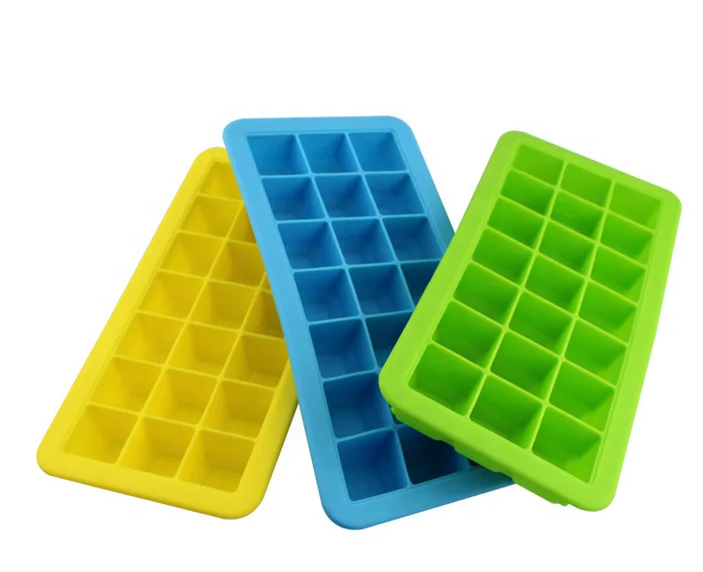 

RTS 21 Cavity rectangle Shape Silicone Ice Tray with lid Ice Cube Tray Mold Silicone Ice Maker, Customized color