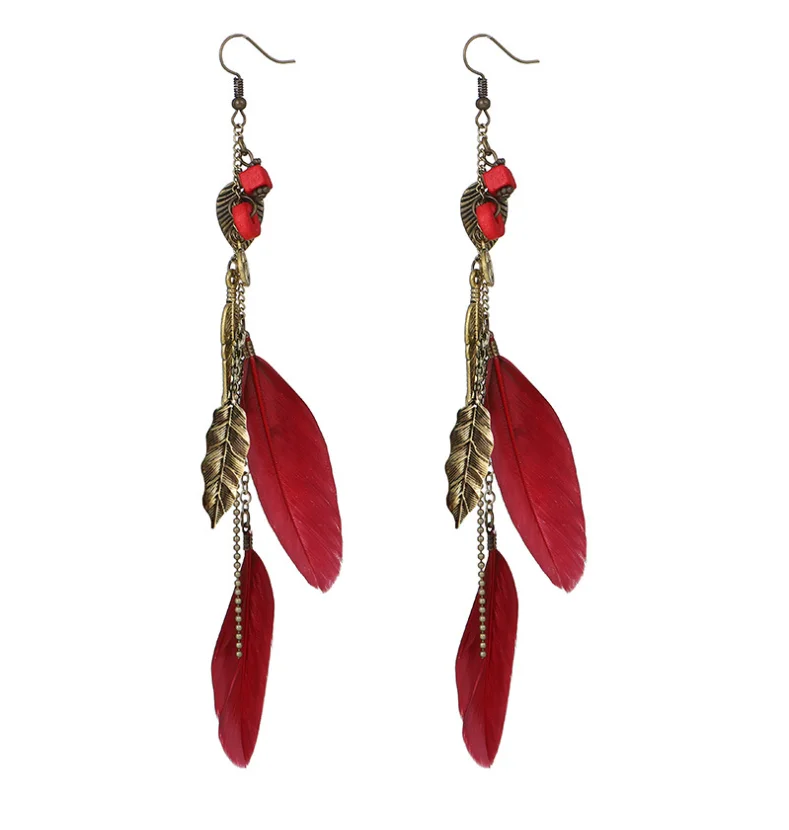 

Hot Selling Products Fashion Classic Elegant Earrings Women'S Long Feather Earrings