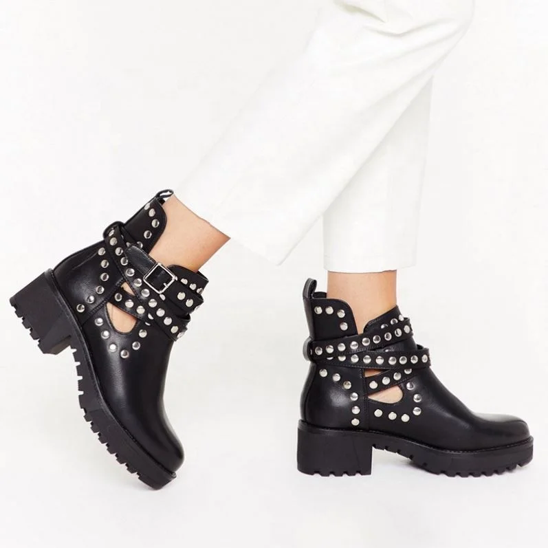 

fashion designer Rivet Bling Girls' Shoes sexy Studded boots Ankle winter boots women shoes