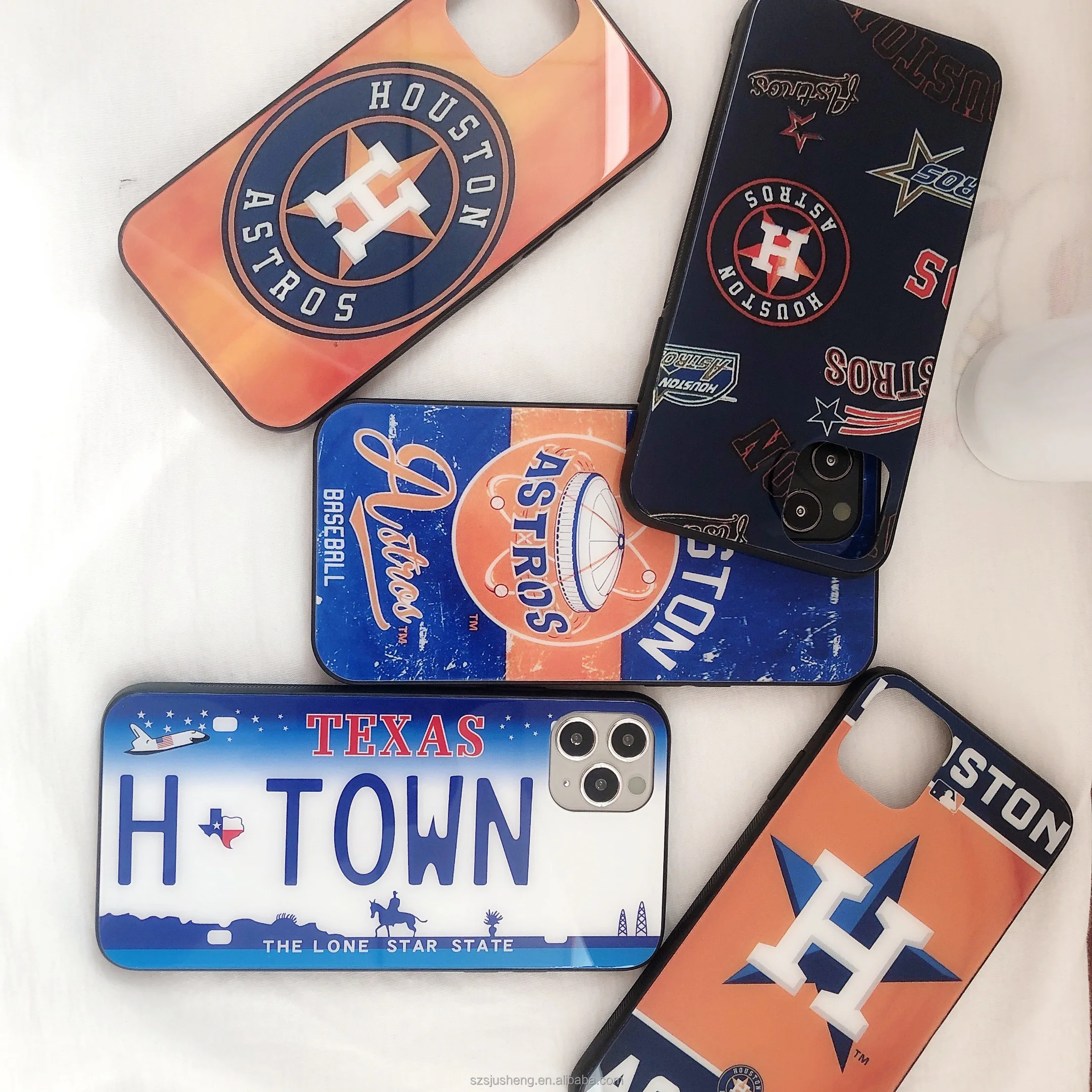 

DIY custom wholesale mobile phone accessories baseball team tempered glass case for iPhone12 Houston Astronaut case for xr 11pr, Customized colors