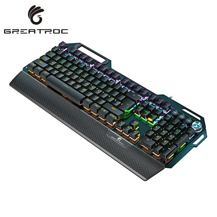 

Great Roc ergonomic OEM language layout 104 keys RGB backlit wired mechanical keyboard gaming keyboard for professional gamer