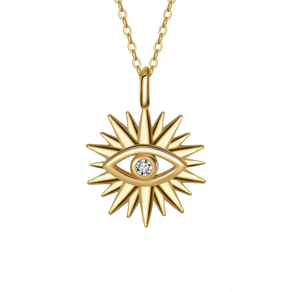 

wholesale silver 925 necklace real 925 sterling silver small zircon star and eye pendant necklaces gold plated chain necklaces