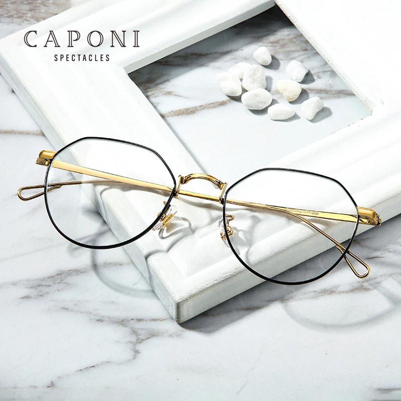 

CAPONI 2021 Millionaire Style Metal+Titanium Unisex Eyeglasses Frames River Optical