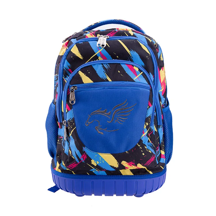 

19SA-8097F Digital Printing Student School Backpack With Wheel Pulley Bagpack, Blue (can be customized)
