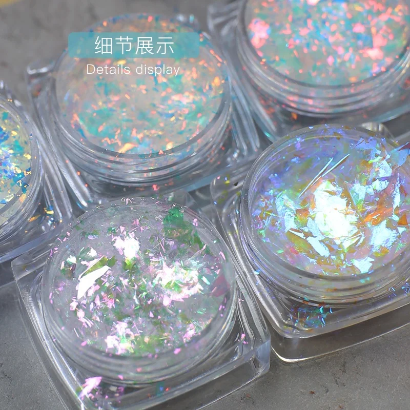 

2021 Feishi New Transparent Nail Flakes Cosmetic Pigment Powder, 5 colors
