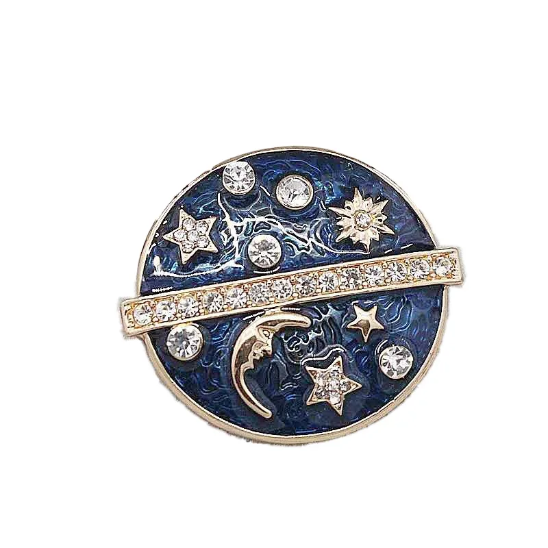 

JAENONES European And American Retro Style Planet Brooch Customized Metal Rhinestone Pearl Brooches