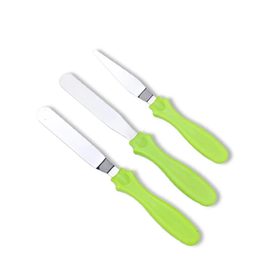 

Cake Icing Smoother, Cake Spatula Set Professional Stainless Steel Icing Knife 3 Pack Green
