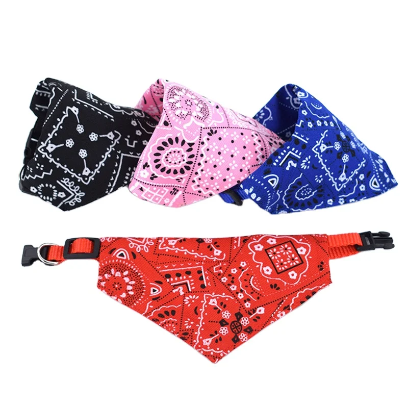 

wholesale Custom logo high quality luxury Pet Cat Cotton Head Scarfs Plain Dog Bandana, Black red pueple blue