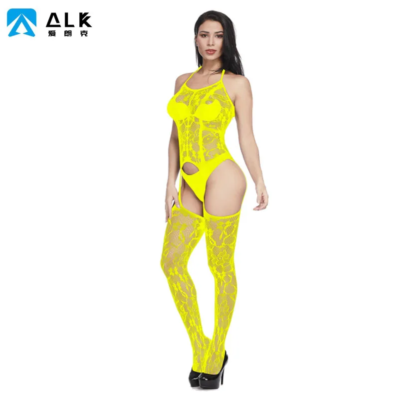 

Ailangke Women Sexy Exotic Lingerie Set Anime Maid Cosplay Costume Mini Dancewear Bodysuit with Bell Choker Stockings Outfit, Designer